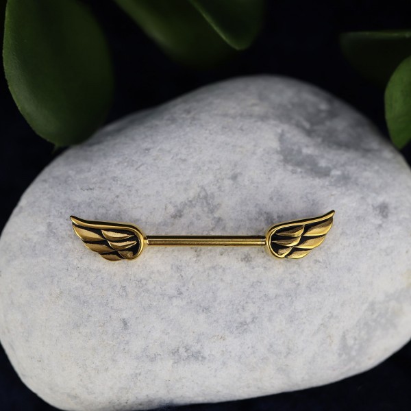 Brustpiercing mit Flügeldesign Gold